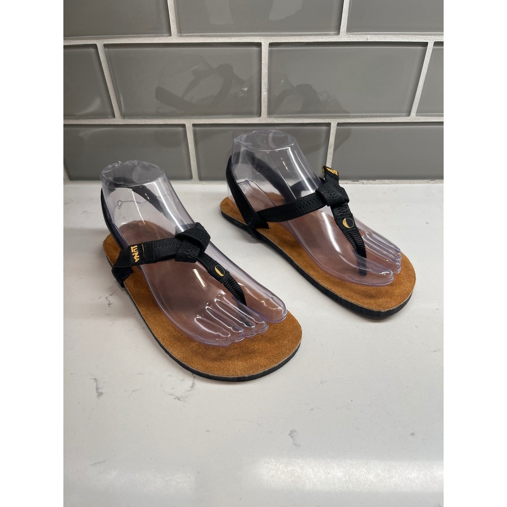Luna Sandals Mono Winged Edition Black Tan Vibram Huarache Womens 7 Mens 5